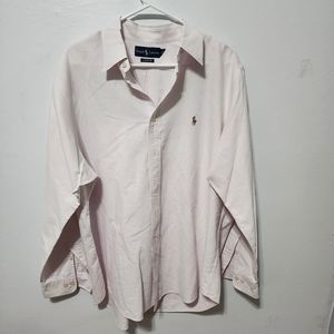Polo Ralph Lauren Classic Fit Button Shirt Mens 17 34/35 Light Pink *Flaws